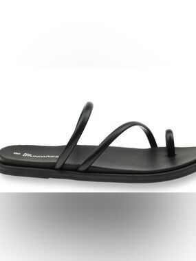 Black Minimalist Toe-Ring Slide Sandal -